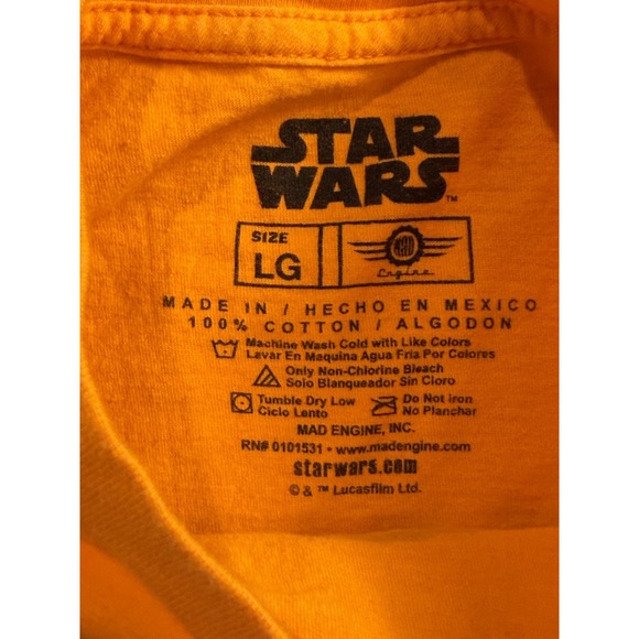 Star Wars Shirt Boys Large Orange Darth‎ Vader Bats Graphic Mad Engine Cotton - Picture 4 of 5